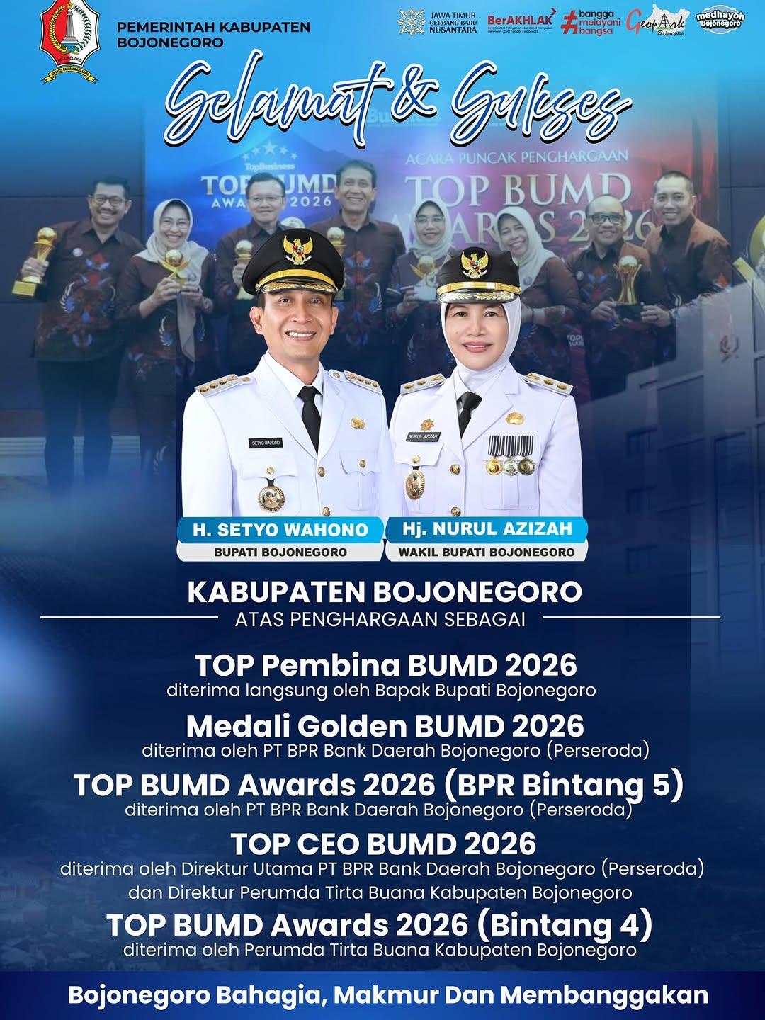 Bojonegoro Raih Lima Penghargaan Bergengsi di TOP BUMD Awards 2026